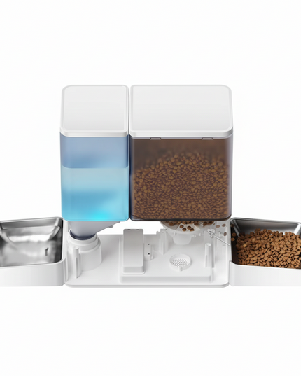 ROJECO 2-in-1 Automatic Pet Feeder &amp; Gravity Water Station (8.5L Button Version)