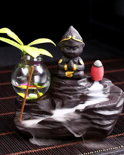 Ceramic Incense Burner with Creative Sun Wukong Design - Back of house