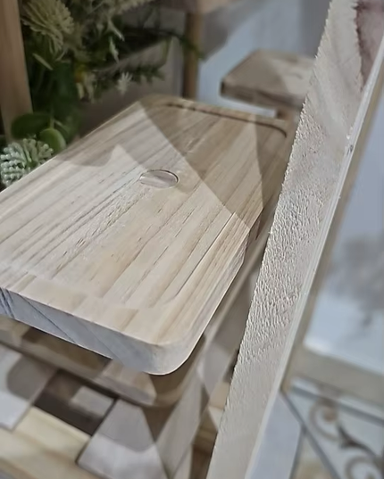 Wooden display rack with storage rack