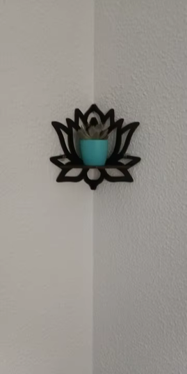 Wooden Lotus Hollow Decorative Corner Shelf