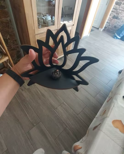 Wooden Lotus Hollow Decorative Corner Shelf