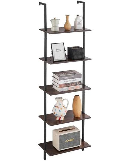 Industrial Pipe Shelf 5 Tier Wall Mount for bedroom Storage Solution - Back of house