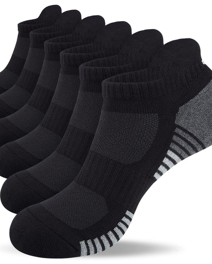 Lapulas Athletic Running Ankle Socks, Low Cut Cushioned Anti - Blister Tab Sports Socks Men Women 6Pairs - Back of the warehouse