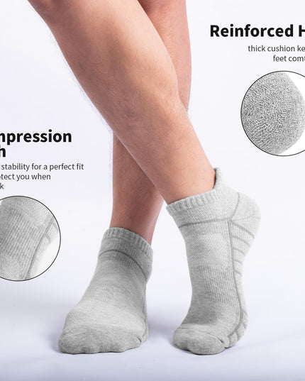 Lapulas Athletic Running Ankle Socks, Low Cut Cushioned Anti - Blister Tab Sports Socks Men Women 6Pairs - Back of the warehouse