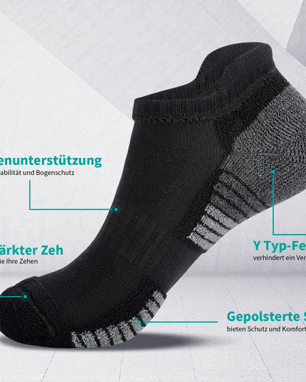 Lapulas Athletic Running Ankle Socks, Low Cut Cushioned Anti - Blister Tab Sports Socks Men Women 6Pairs - Back of the warehouse