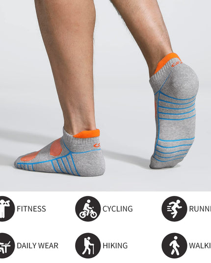 Lapulas Athletic Running Ankle Socks, Low Cut Cushioned Anti - Blister Tab Sports Socks Men Women 6Pairs - Back of the warehouse