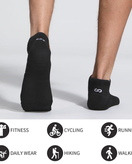 Lapulas Athletic Running Ankle Socks, Low Cut Cushioned Anti - Blister Tab Sports Socks Men Women 6Pairs - Back of the warehouse