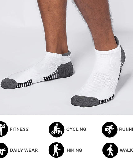 Lapulas Athletic Running Ankle Socks, Low Cut Cushioned Anti - Blister Tab Sports Socks Men Women 6Pairs - Back of the warehouse