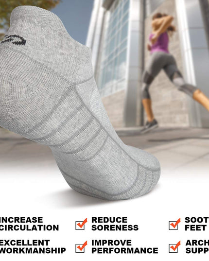 Lapulas Athletic Running Ankle Socks, Low Cut Cushioned Anti - Blister Tab Sports Socks Men Women 6Pairs - Back of the warehouse