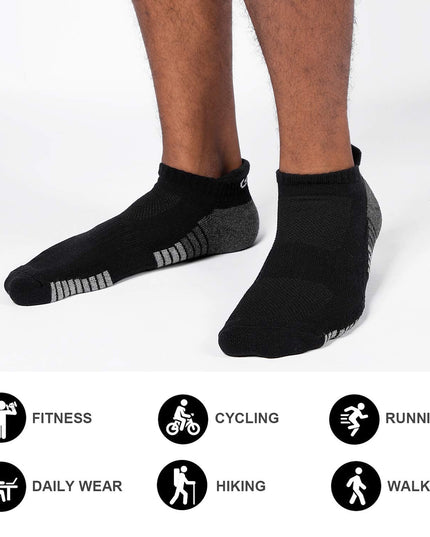 Lapulas Athletic Running Ankle Socks, Low Cut Cushioned Anti - Blister Tab Sports Socks Men Women 6Pairs - Back of the warehouse