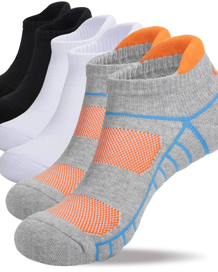 Lapulas Athletic Running Ankle Socks, Low Cut Cushioned Anti - Blister Tab Sports Socks Men Women 6Pairs - Back of the warehouse