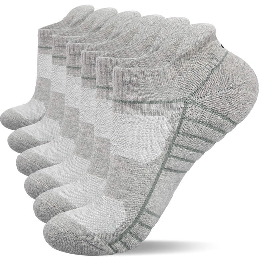 Lapulas Athletic Running Ankle Socks, Low Cut Cushioned Anti - Blister Tab Sports Socks Men Women 6Pairs - Back of the warehouse