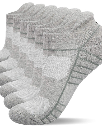 Lapulas Athletic Running Ankle Socks, Low Cut Cushioned Anti - Blister Tab Sports Socks Men Women 6Pairs - Back of the warehouse