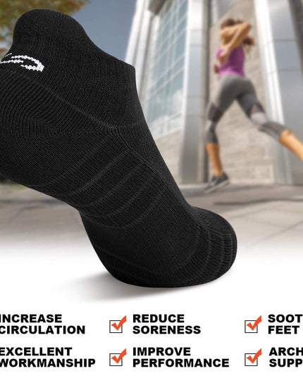 Lapulas Athletic Running Ankle Socks, Low Cut Cushioned Anti - Blister Tab Sports Socks Men Women 6Pairs - Back of the warehouse