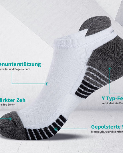 Lapulas Athletic Running Ankle Socks, Low Cut Cushioned Anti - Blister Tab Sports Socks Men Women 6Pairs - Back of the warehouse