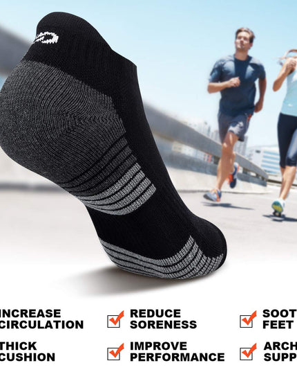 Lapulas Athletic Running Ankle Socks, Low Cut Cushioned Anti - Blister Tab Sports Socks Men Women 6Pairs - Back of the warehouse