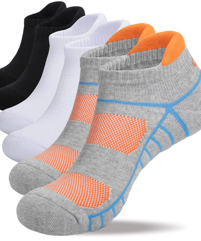 Lapulas Athletic Running Ankle Socks, Low Cut Cushioned Anti - Blister Tab Sports Socks Men Women 6Pairs - Back of the warehouse