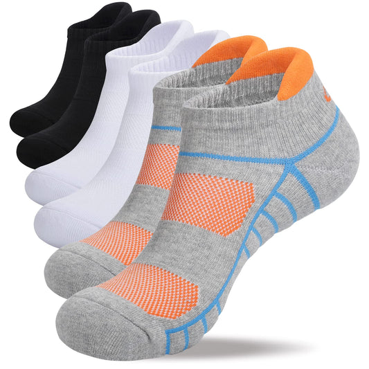 Lapulas Athletic Running Ankle Socks, Low Cut Cushioned Anti - Blister Tab Sports Socks Men Women 6Pairs - Back of the warehouse