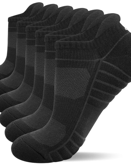 Lapulas Athletic Running Ankle Socks, Low Cut Cushioned Anti - Blister Tab Sports Socks Men Women 6Pairs - Back of the warehouse
