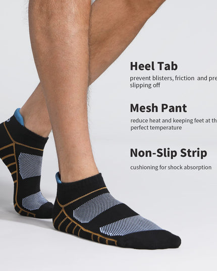 Lapulas Athletic Running Ankle Socks, Low Cut Cushioned Anti - Blister Tab Sports Socks Men Women 6Pairs - Back of the warehouse