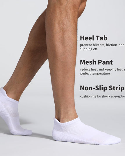 Lapulas Athletic Running Ankle Socks, Low Cut Cushioned Anti - Blister Tab Sports Socks Men Women 6Pairs - Back of the warehouse