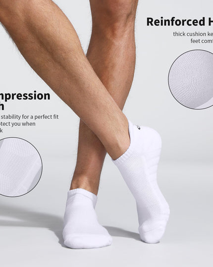 Lapulas Athletic Running Ankle Socks, Low Cut Cushioned Anti - Blister Tab Sports Socks Men Women 6Pairs - Back of the warehouse