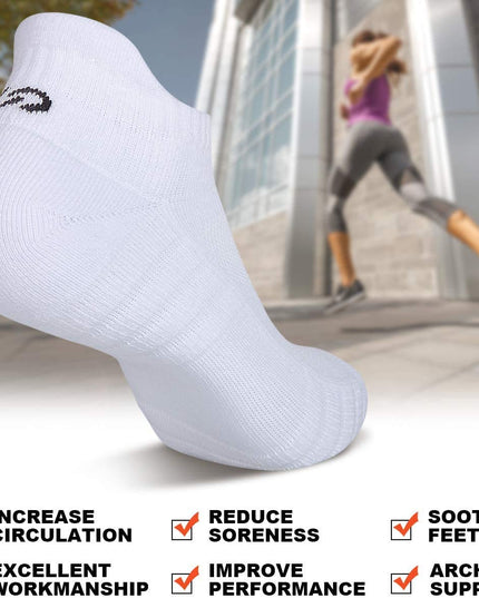 Lapulas Athletic Running Ankle Socks, Low Cut Cushioned Anti - Blister Tab Sports Socks Men Women 6Pairs - Back of the warehouse