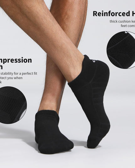 Lapulas Athletic Running Ankle Socks, Low Cut Cushioned Anti - Blister Tab Sports Socks Men Women 6Pairs - Back of the warehouse