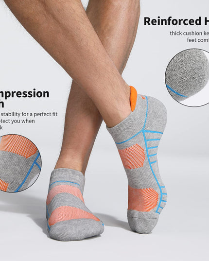 Lapulas Athletic Running Ankle Socks, Low Cut Cushioned Anti - Blister Tab Sports Socks Men Women 6Pairs - Back of the warehouse