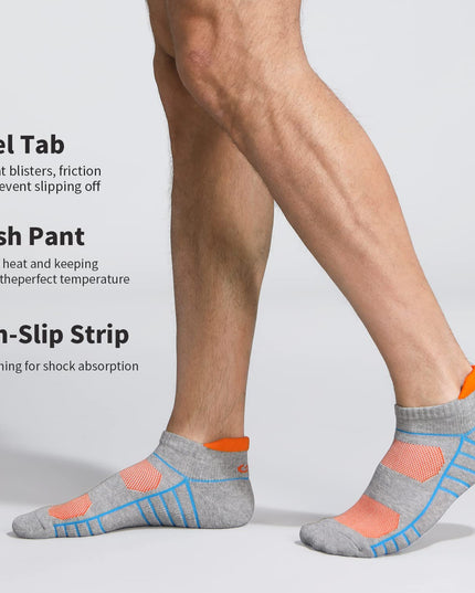 Lapulas Athletic Running Ankle Socks, Low Cut Cushioned Anti - Blister Tab Sports Socks Men Women 6Pairs - Back of the warehouse