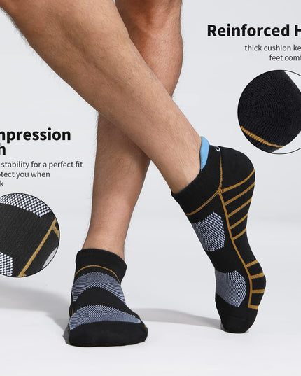 Lapulas Athletic Running Ankle Socks, Low Cut Cushioned Anti - Blister Tab Sports Socks Men Women 6Pairs - Back of the warehouse