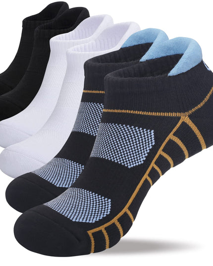 Lapulas Athletic Running Ankle Socks, Low Cut Cushioned Anti - Blister Tab Sports Socks Men Women 6Pairs - Back of the warehouse