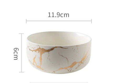 Nordic Frosted Ceramic Marble with Gold Thread Design - Back of house