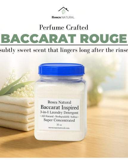 Rouge Luxe 3 - in - 1 Laundry Powder – (32 oz.), HE Compatible, Fine Musky Fragrance, Luxury Natural Detergent, Fabric Softener & Stain Remover – Plant - Based, Non - Toxic, Made in the USA - Back of the warehouse