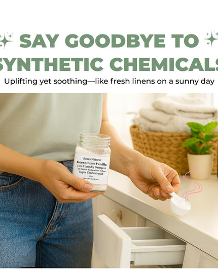 Rouge Luxe 3 - in - 1 Laundry Powder – (32 oz.), HE Compatible, Fine Musky Fragrance, Luxury Natural Detergent, Fabric Softener & Stain Remover – Plant - Based, Non - Toxic, Made in the USA - Back of the warehouse