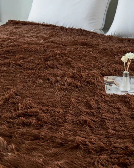 Warm Plush Coffee Flannel Blanket for Living Room & Office - Back of house