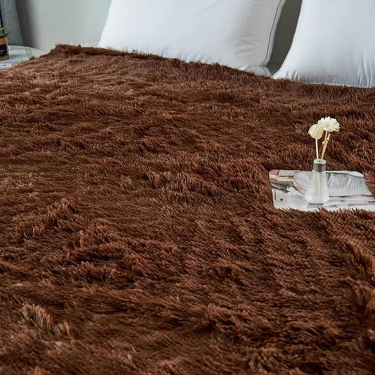 Warm Plush Coffee Flannel Blanket for Living Room & Office - Back of house