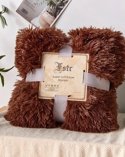 Warm Plush Coffee Flannel Blanket for Living Room & Office - Back of house