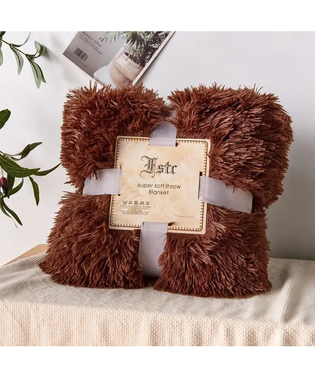 Warm Plush Coffee Flannel Blanket for Living Room & Office - Back of house