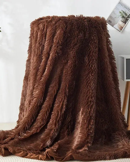 Warm Plush Coffee Flannel Blanket for Living Room & Office - Back of house